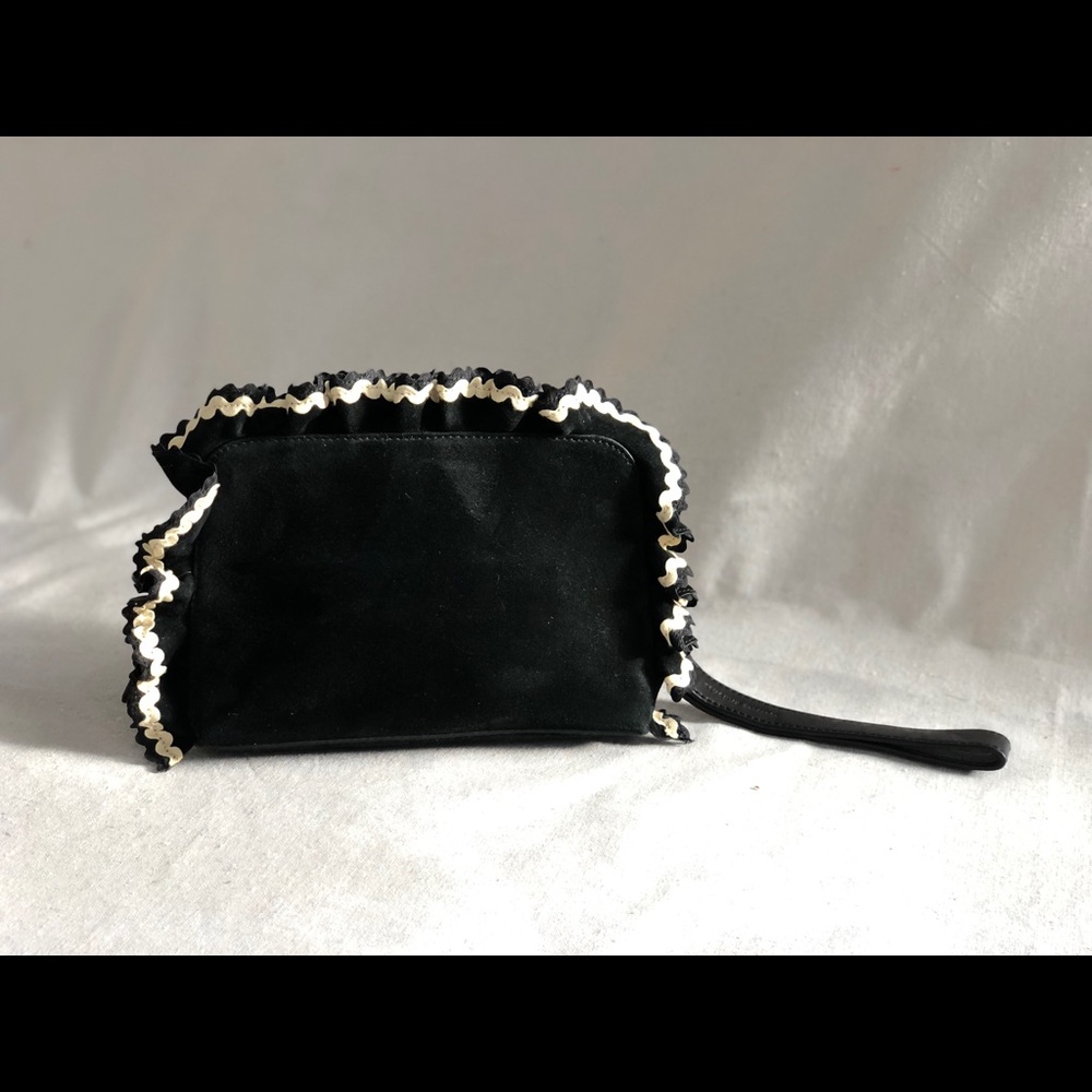 Loeffler Randall Black Rickrack Suede Clutch